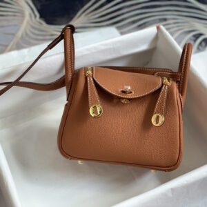 hm0965 Hermes Lindy Top Handle Bag Gold Brown Gold Brown Brown Silver Hardware