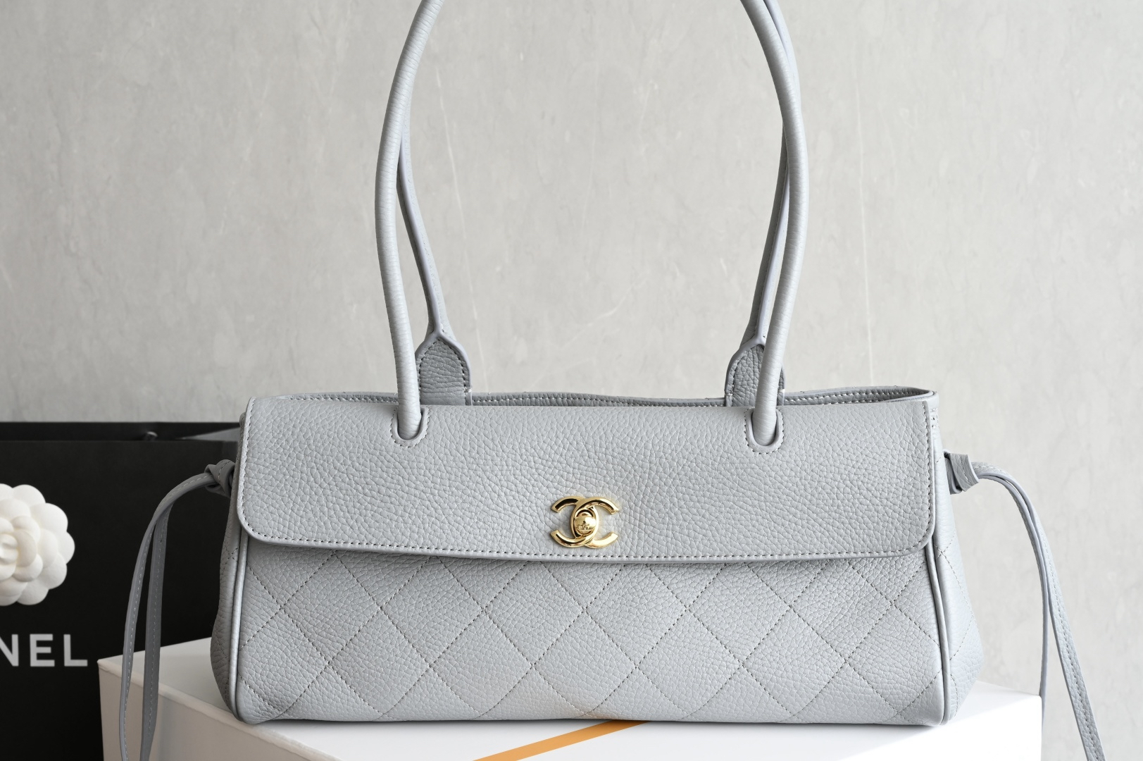 bag0345 Chanel Bag Small Gray Gold Hardware