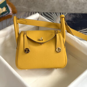 hm0971 Hermes Lindy Top Handle Bag Yellow Silver Hardware