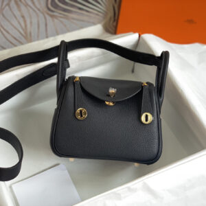 hm0973 Hermes Lindy Top Handle Bag Black Silver Hardware