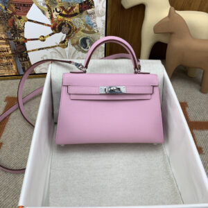 hm0976 Hermes Mini Kelly Top Handle Bag Purple Silver Hardware
