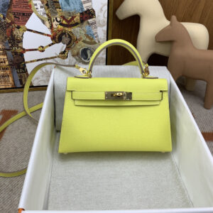 hm0977 Hermes Mini Kelly Top Handle Bag Yellow Gold Hardware