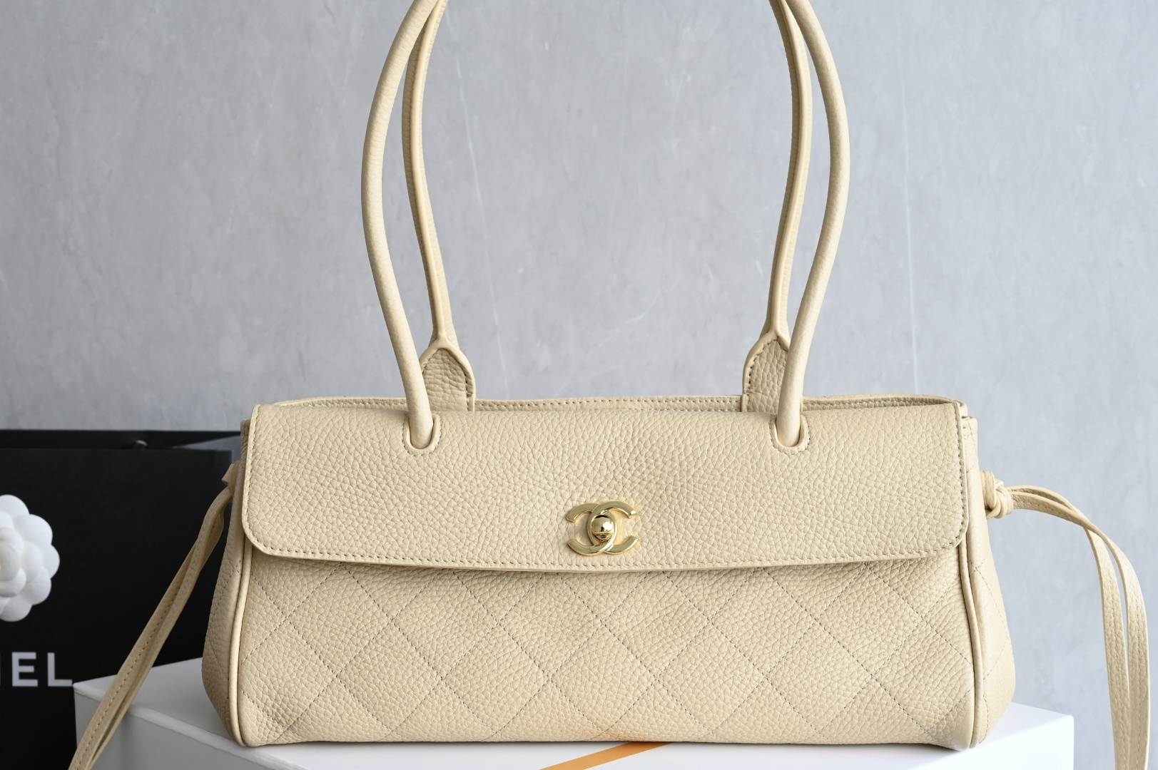 bag0347 Chanel Bag Small Apricot Gold Hardware