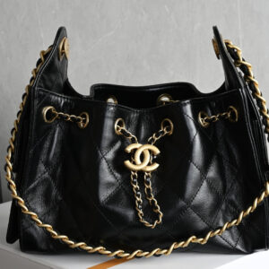 bag0356 Chanel 25 Bag Hobo Black Gold Hardware