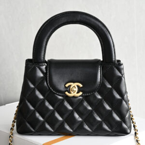 bag0358 Chanel Kelly Top Handle Large Black Gold Hardware