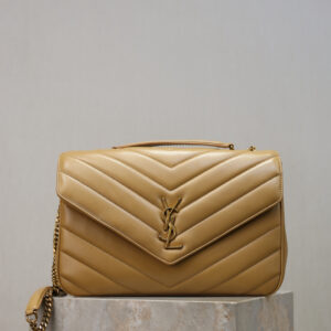 ysl0278 YSL LOULOU Card Holder Beige Gold Hardware