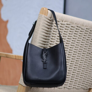 ysl0410 YSL LE 5A7 Hobo Bag Black Silver Hardware
