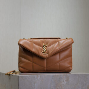 ysl0427 YSL LOULOU Hobo Bag Mini Caramel Gold Hardware