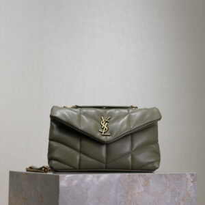 ysl0428 YSL LOULOU Hobo Bag Mini Green Gold Hardware