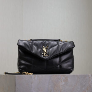 ysl0429 YSL LOULOU Hobo Bag Mini Black Gold Hardware