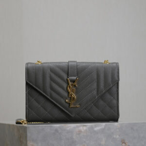 ysl0526 YSL ENVELOPE Shoulder Bag Small Gray Gold Hardware