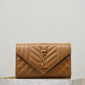 ysl0527 YSL ENVELOPE Shoulder Bag Small Caramel Gold Hardware