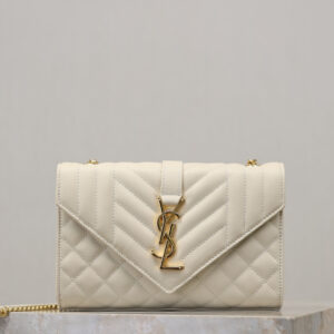 ysl0528 YSL ENVELOPE Shoulder Bag Small White Gold Hardware
