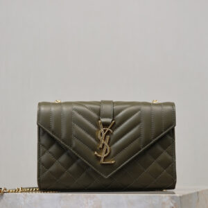 ysl0529 YSL ENVELOPE Shoulder Bag Small Green Gold Hardware