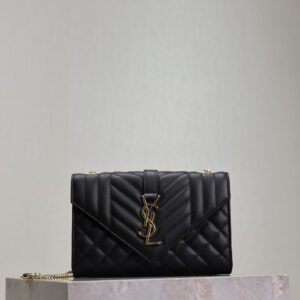 ysl0532 YSL ENVELOPE Shoulder Bag Small Black Gold Hardware