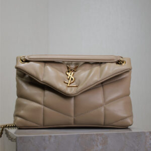 ysl0614 YSL LOULOU Shoulder Bag Beige Gold Hardware