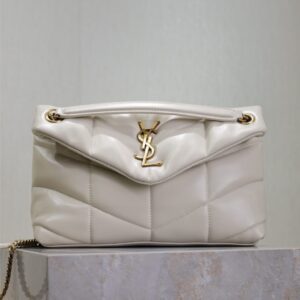 ysl0616 YSL LOULOU Shoulder Bag White Gold Hardware