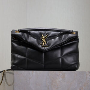 ysl0620 YSL LOULOU Shoulder Bag Black Gold Hardware