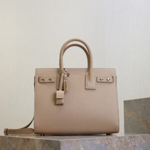 ysl0734 YSL SAC DE JOUR Top Handle Bag Beige Gold Hardware