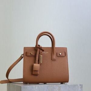 ysl0737 YSL SAC DE JOUR Top Handle Bag Caramel Gold Hardware