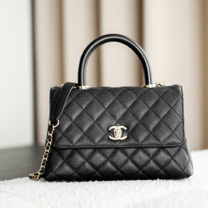 bag0426 Chanel Top Handle Small Black Gold Hardware