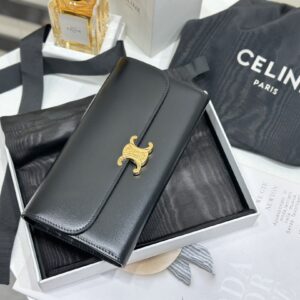 cel0031 Celine Triomphe Wallet Black