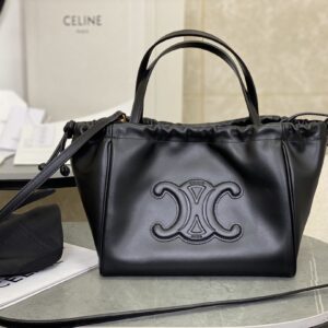 cel0048 Celine Triomphe Bucket Black Tote Bag
