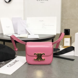 cel0078 Celine Triomphe Pink Flap Bag