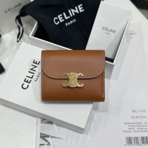 cel0096 Celine Triomphe Wallet Brown Flap Bag