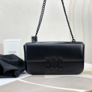 cel0128 Celine Triomphe Ava Black Hobo Bag