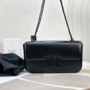 cel0152 Celine Triomphe Ava Black Hobo Bag