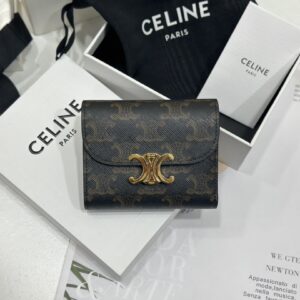 cel0157 Celine Triomphe Wallet Brown Flap Bag