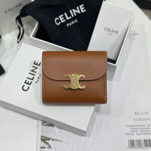 cel0159 Celine Triomphe Wallet Brown Flap Bag