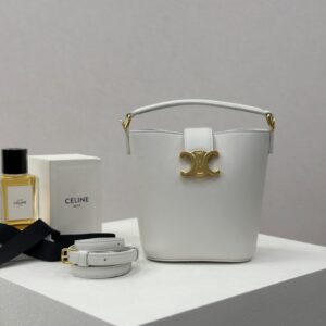 cel0165 Celine Triomphe Louise White Flap Bag