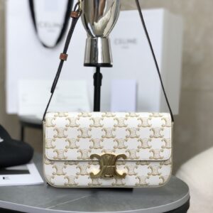cel0171 Celine Triomphe Ava White Hobo Bag