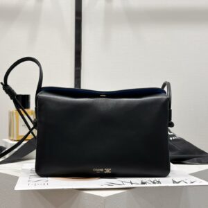 cel0172 Celine Triomphe Black Flap Bag