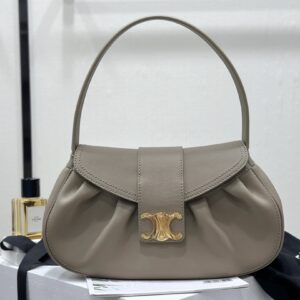 cel0196 Celine Triomphe Beige Flap Bag