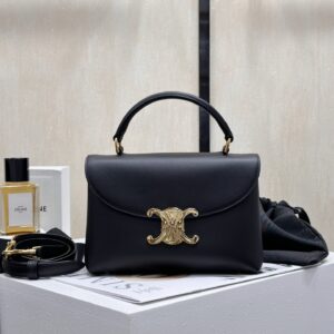 cel0213 Celine Triomphe Nino Black Top Handle Bag