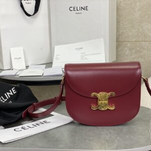 cel0221 Celine Triomphe Gold Flap Bag