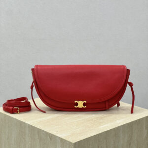 cel0227 Celine Triomphe Red Flap Bag
