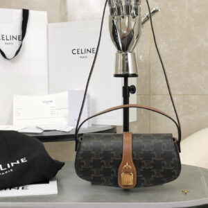 cel0260 Celine Tabou Brown Flap Bag