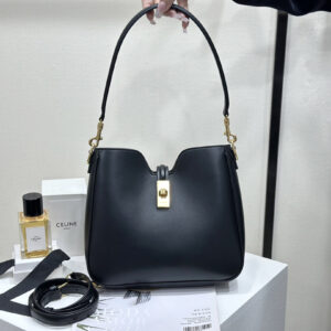 cel0290 Celine Camille Black Gold Hardware Top Handle Bag