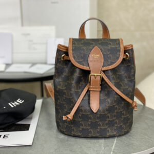 cel0291 Celine Triomphe Folco Brown Backpack