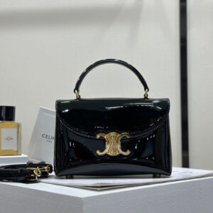 cel0315 Celine Triomphe Nino Black Top Handle Bag