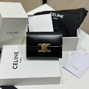 cel0334 Celine Triomphe Wallet Black