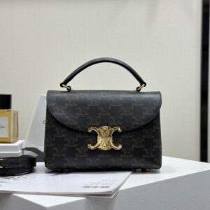 cel0350 Celine Triomphe Nino Brown Top Handle Bag