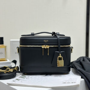 cel0358 Celine Vanity Black Vanity Bag