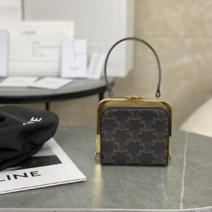 cel0382 Celine Triomphe Brown Flap Bag