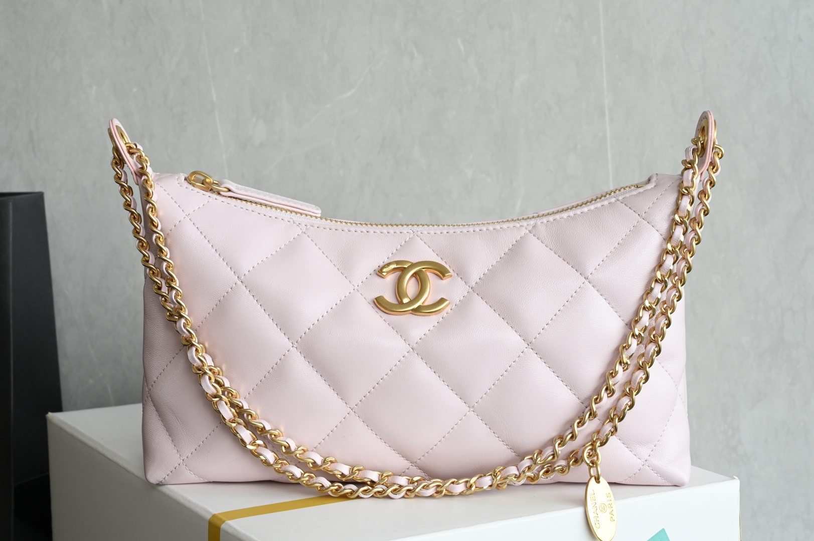 bag0471 Chanel Hobo Pink Gold Hardware