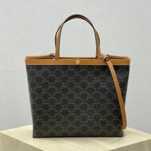 cel0407 Celine Triomphe Cabas Brown Tote Bag